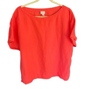 A New Day Vibrant Tangerine Linen Blend Top